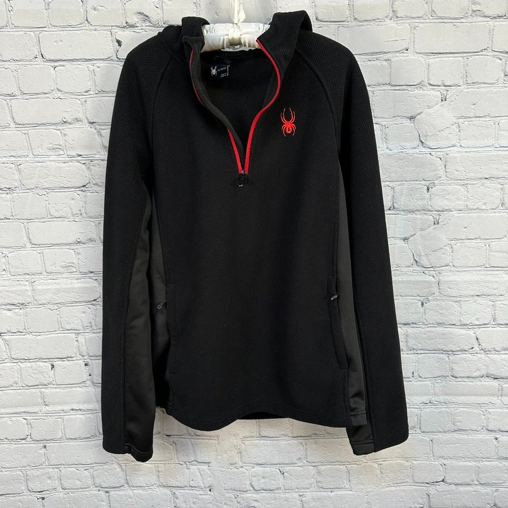 Spyder Men's Half Zip Waffle Knit Performance Sweater‎ Hoodie, Size XL, Black